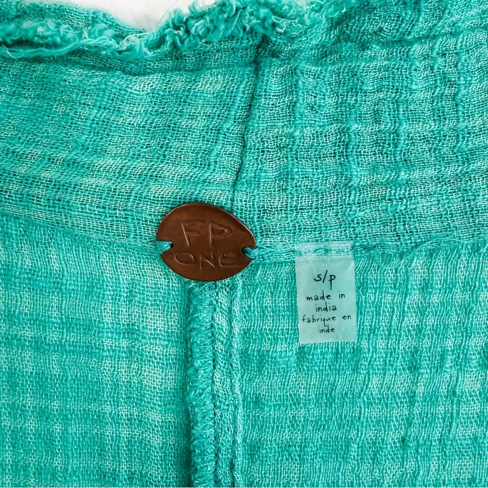 Free People One Angie Textured Gauze Front Tie Boho Top - Picture 13 of 15